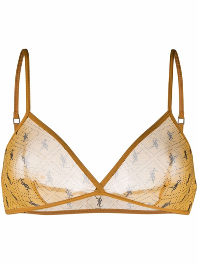 Shop Saint Laurent Triangle Bra In Yellow