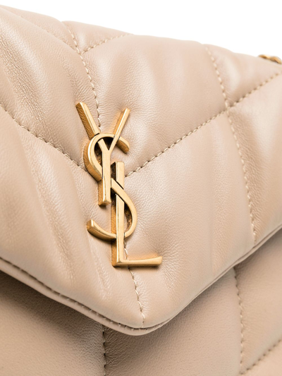 Shop Saint Laurent Monogram Loulou Puffer Mini Leather Crossbody Bag In Beige