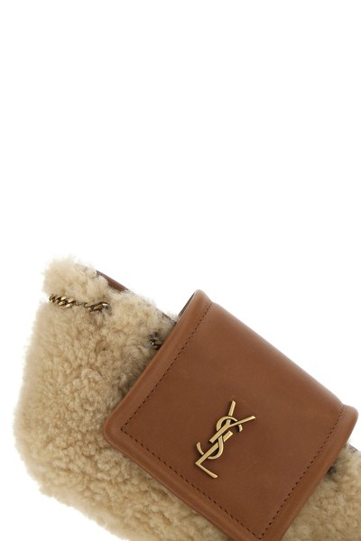 Saint Laurent Lou Belt Bag In Shearling And Nubuck in Natural