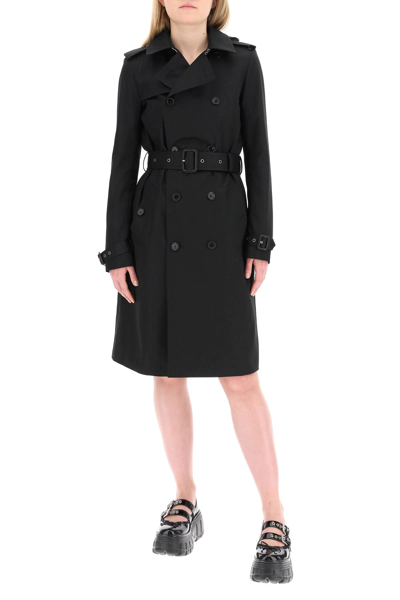 Shop Saint Laurent Gabardine Midi Trench Coat In Black