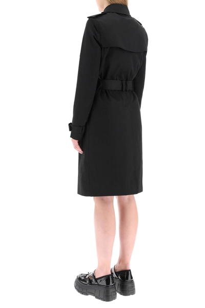 Shop Saint Laurent Gabardine Midi Trench Coat In Black