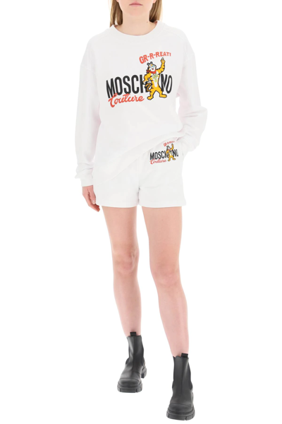Shop Moschino Kellogg's Short Sweatpants In White,red,black