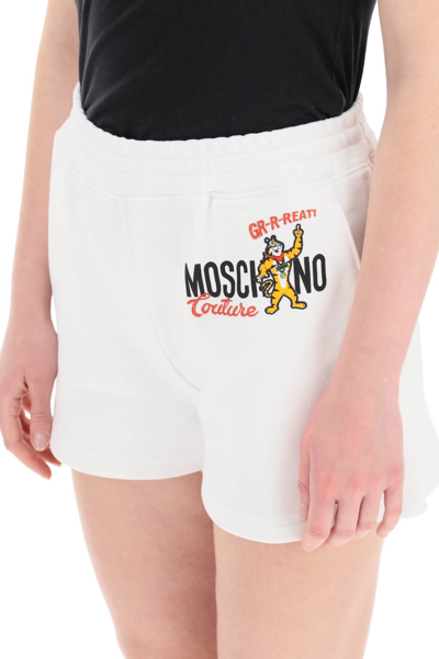Shop Moschino Kellogg's Short Sweatpants In White,red,black