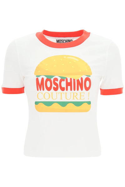 Shop Moschino Hamburger T-shirt In White,red,yellow