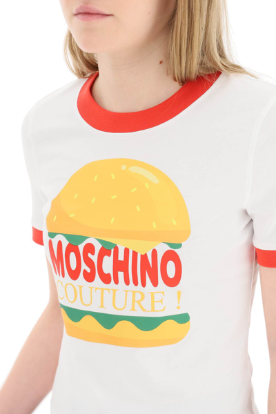 Shop Moschino Hamburger T-shirt In White,red,yellow
