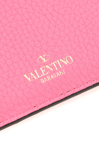 Shop Valentino Rockstud Card Holder In Fuchsia