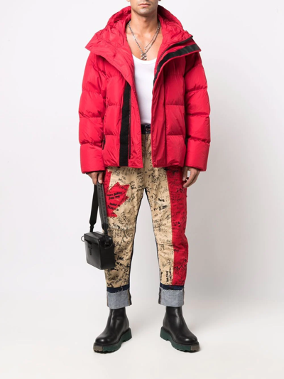 Shop Dsquared2 Lettering Logo Puffer Jacket In Red