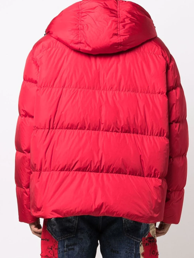 Shop Dsquared2 Lettering Logo Puffer Jacket In Red