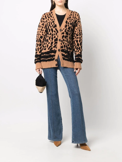 Dsquared2 Leopard-knit Cardigan In 961 Camel