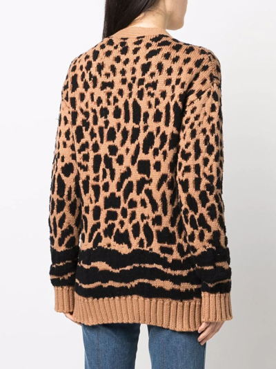Dsquared2 Leopard-knit Cardigan In 961 Camel