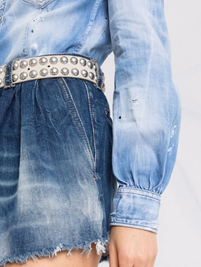 Dsquared2 Two-tone Distressed Denim Playsuit In Blue