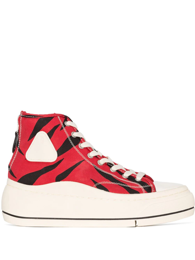 Shop R13 Kurt Zebra Print High-top Sneakers In Red