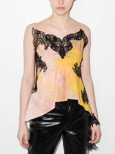 Shop Marques' Almeida Lace-insert Asymmetric Top In Pink