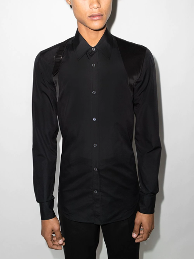 Shop Alexander Mcqueen Harness Detail Cotton Shirt In Black