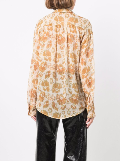 Shop Dsquared2 Woven Floral Jacquard Shirt In Yellow