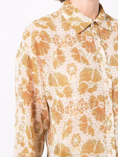 Shop Dsquared2 Woven Floral Jacquard Shirt In Yellow