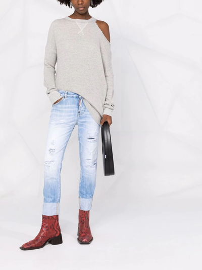 Dsquared2 Distressed Cropped Jeans In Blue