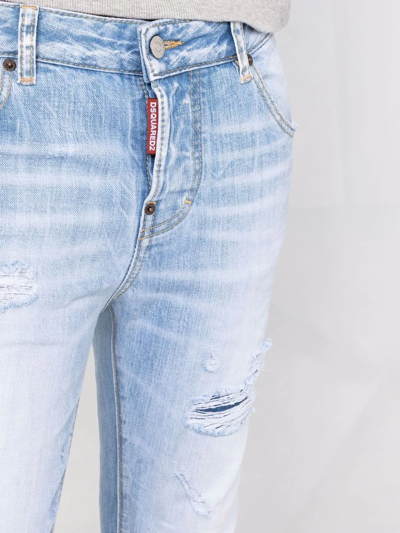 Shop Dsquared2 Distressed Cropped Jeans In Blue