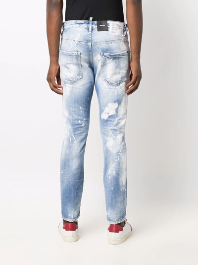 Shop Dsquared2 Paint Splatter-effect Skinny Jeans In Blue