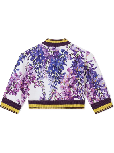 Shop Dolce & Gabbana Floral-print Bomber Jacket In White