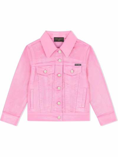 Shop Dolce & Gabbana Washed Denim Jacket In Pink