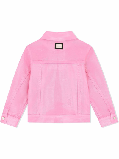 Shop Dolce & Gabbana Washed Denim Jacket In Pink