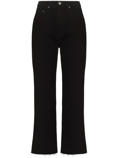 Shop Totême Cropped Straight-leg Jeans In Black