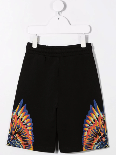 Marcelo Burlon County Of Milan Marcelo Burlon Kids Boys Black Cotton Shorts With Tempera Wings Print In Black
