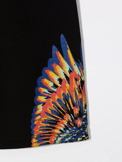 Marcelo Burlon County Of Milan Marcelo Burlon Kids Boys Black Cotton Shorts With Tempera Wings Print In Black