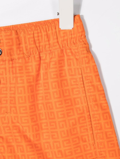 Shop Givenchy 4g-motif Swim Shorts In Orange