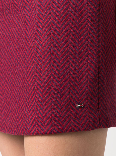 Tommy Hilfiger Chevron-knit Mini Skirt In Red