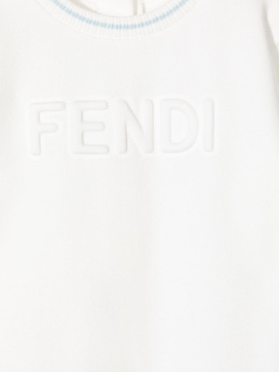 Shop Fendi Embossed-logo Longsleeved Babygrow Set In White