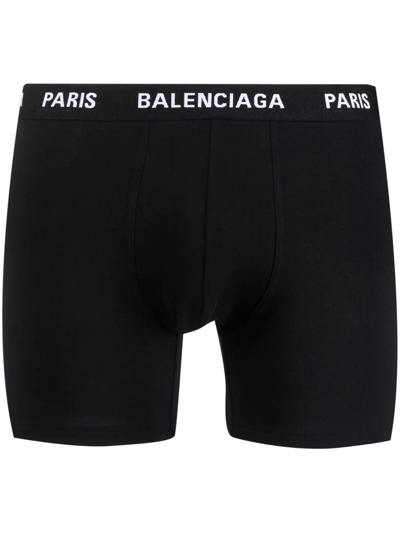 Shop Balenciaga Paris Cotton Boxers In Black