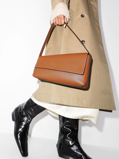 Shop Staud Acute Asymmetrical Shoulder Bag In Brown