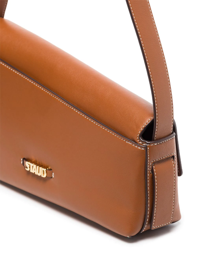 Shop Staud Acute Asymmetrical Shoulder Bag In Brown