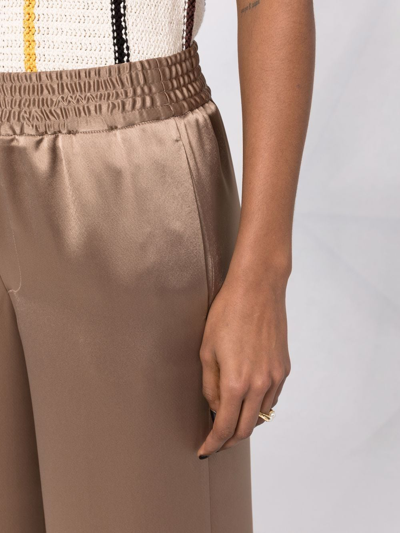 Shop Pt01 Wide-leg Elasticated Trousers In Brown