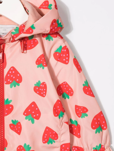Shop Stella Mccartney Strawberry-print Hooded Zip Jacket In Pink