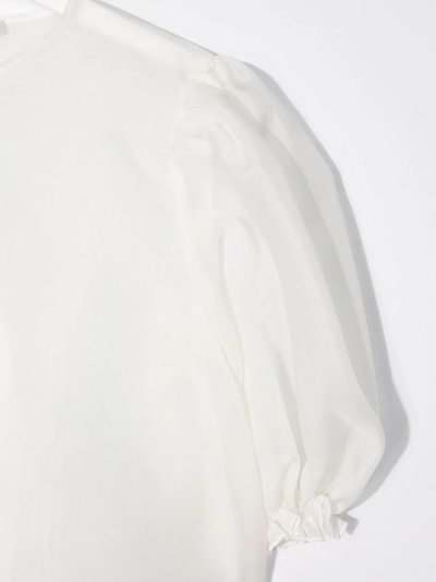 La Stupenderia Teen Puff-sleeve Cropped Bolero Blouse In White