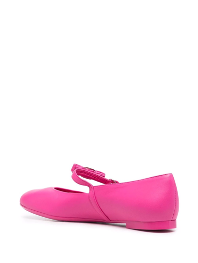 Ferragamo Bow-detail Leather Ballerina Shoes In Pink