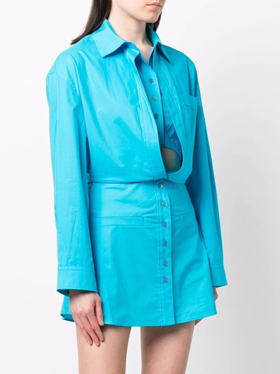Shop Jacquemus La Robe Baunhilha Mini Shirt Dress In Blue