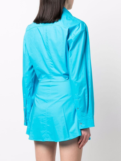 Shop Jacquemus La Robe Baunhilha Mini Shirt Dress In Blue