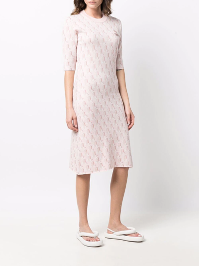Shop Lanvin Monogram-pattern Merino Dress In Pink