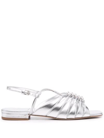 Shop Laurence Dacade Strappy Metallic Leather Sandals In Silver