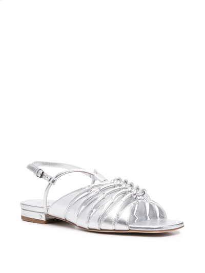 Shop Laurence Dacade Strappy Metallic Leather Sandals In Silver