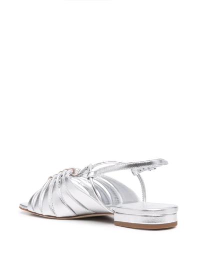 Shop Laurence Dacade Strappy Metallic Leather Sandals In Silver