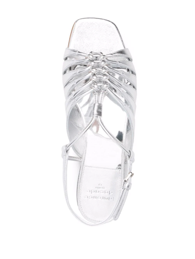 Shop Laurence Dacade Strappy Metallic Leather Sandals In Silver