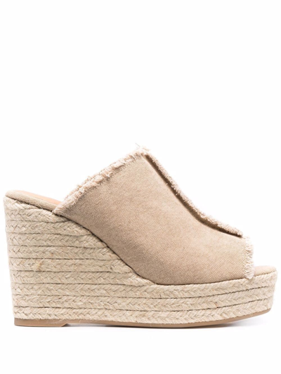 Shop Castaã±er Open-toe Platform Espadrilles In Neutrals