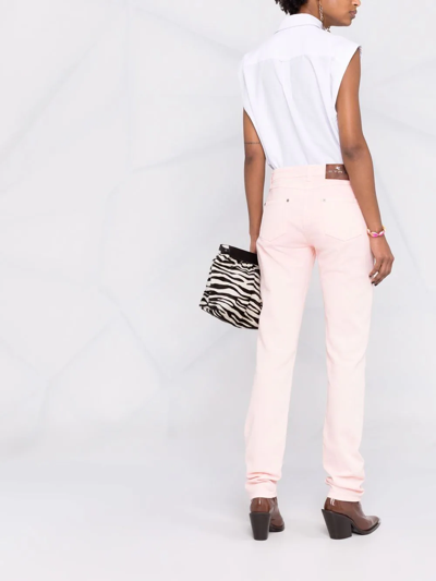 Shop Etro Floral-embroidered Jeans In Pink