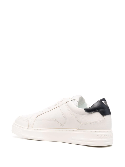 Shop Emporio Armani Low-top Leather Sneakers In White