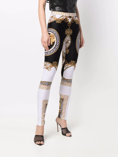 Shop Versace La Coupe Des Dieux Leggings In White